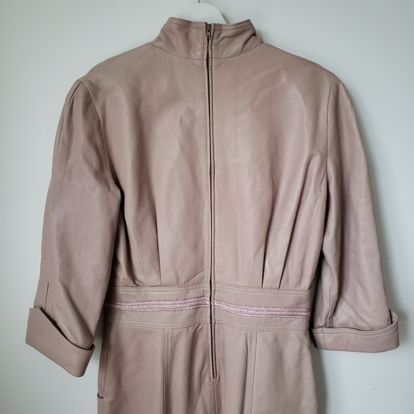 LUXURY VINTAGE Dominic Bellissimo Genuine Leather Dusty Rose Dress - Picture 15 of 16